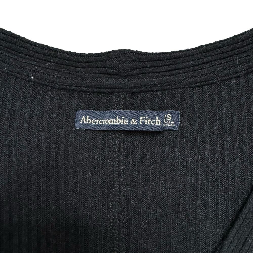 ABERCROMBIE & FITCH Black Rib Knit Grandpa Cardigan Sweater Size Small Womens - Picture 6 of 9